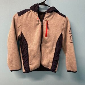 Reebok hoodie jacket, grey/blue youth small